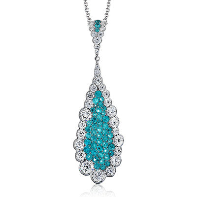 Simon G. Color Pendant Platinum (White) 0.47 ct Paraiba Tourmaline 1.07 ct Diamond