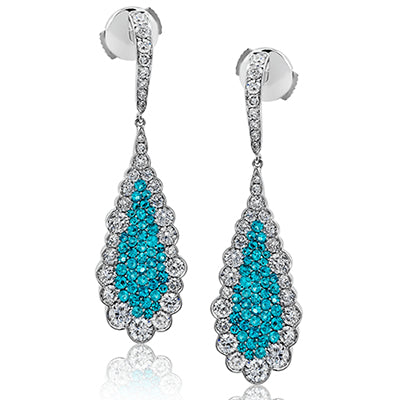 Simon G. Color Earring 18k Gold (White) 0.83 ct Paraiba Tourmaline 2.25 ct Diamond