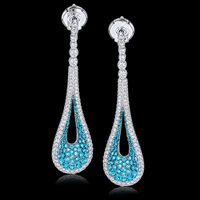 Simon G. Color Earring 18k Gold (White) 1.06 ct Paraiba Tourmaline 1.29 ct Diamond