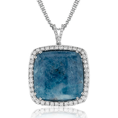 Simon G. Color Pendant 18k Gold (White) 15.26 ct Paraiba Tourmaline 0.88 ct Diamond