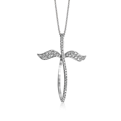 Simon G. Cross Pendant 18k Gold (White) 0.43 ct Diamond