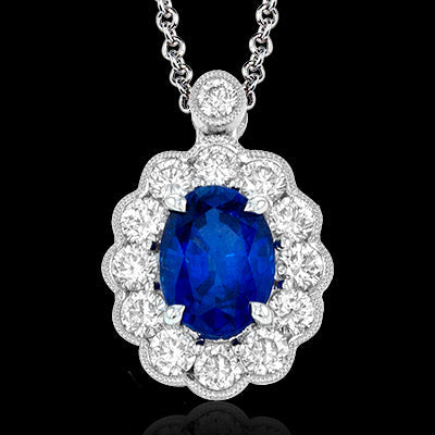 Simon G. Color Pendant 18k Gold (White) 1.24 ct Sapphire 0.44 ct Diamond