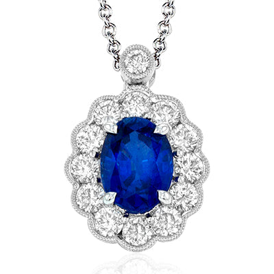 Simon G Fashion Tempera Gemstone Pendant Necklace In 18K Gold With Diamonds (White)