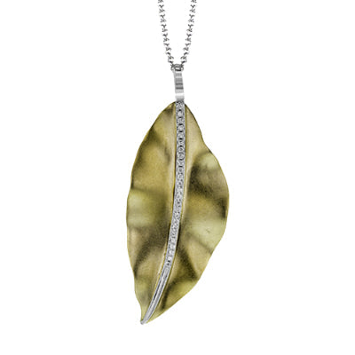 Simon G Fashion Fallen Leaves Pendant Necklace In 18K Gold With Diamonds (White,Yellow)