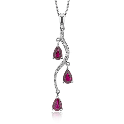 Simon G. Color Pendant 18k Gold (White) 1.1 ct Ruby 0.12 ct Diamond