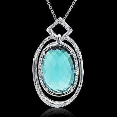 Simon G. Color Pendant 18k Gold (White) 9.13 ct Tourmaline 0.23 ct Diamond