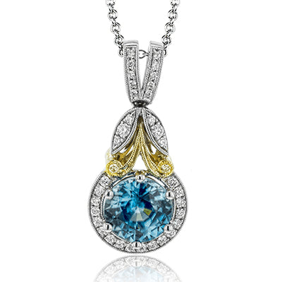 Simon G. Color Pendant 18k Gold (White, Yellow) 1.96 ct Zircon 0.19 ct Diamond