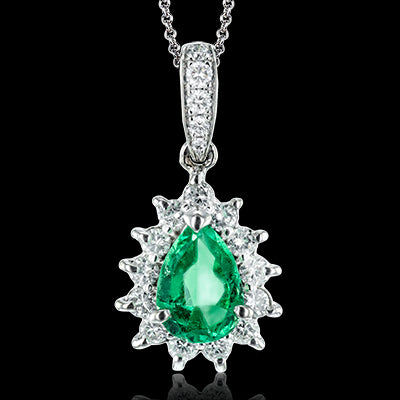 Simon G. Color Pendant Platinum (White) 0.85 ct Emerald 0.44 ct Diamond