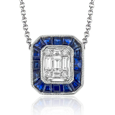 Simon G. Color Pendant 18k Gold (White) 0.73 ct Sapphire 0.17 ct Diamond