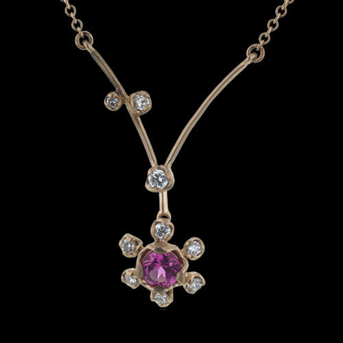 Simon G. Color Pendant 18k Gold (Rose) 0.22 ct Spinel 0.12 ct Diamond