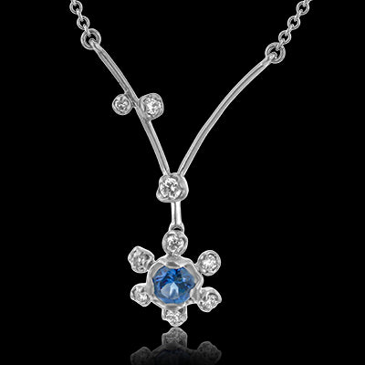 Simon G. Color Pendant 18k Gold (White) 0.21 ct Sapphire 0.12 ct Diamond
