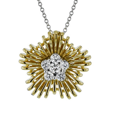 Simon G Fashion Starburst Pendant In 18K Gold With Diamonds (White,Yellow)