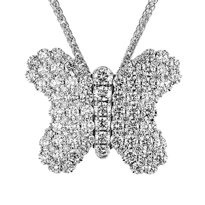 Simon G Fashion Diamond Encrusted Butterfly Pendant In 18K Gold (White)