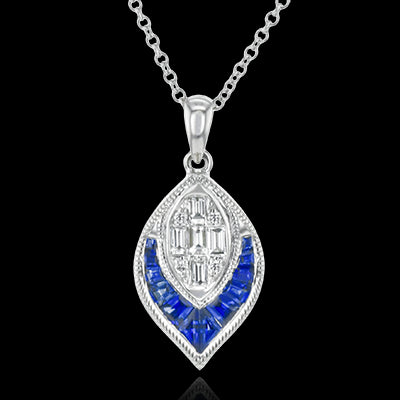 Simon G. Color Pendant 18k Gold (White) 0.37 ct Sapphire 0.19 ct Diamond