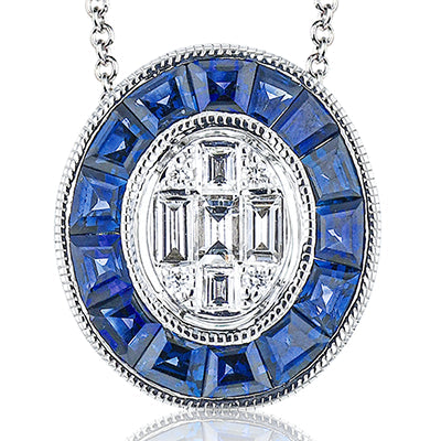 Simon G. Color Pendant 18k Gold (White) 0.84 ct Sapphire 0.18 ct Diamond