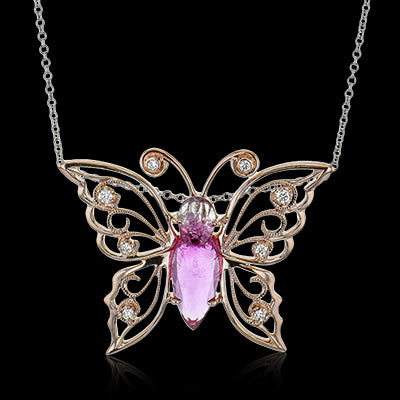 Simon G. Color Pendant 18k Gold (Rose) 2.16 ct Watermelon Tourmaline 0.09 ct Diamond