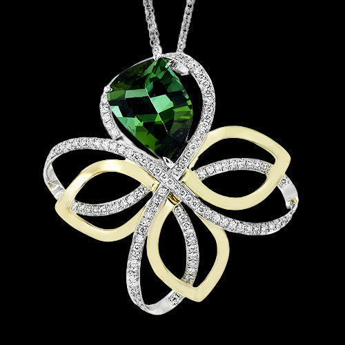 Simon G. Color Pendant 18k Gold (White, Yellow) 5.02 ct Tourmaline 0.74 ct Diamond