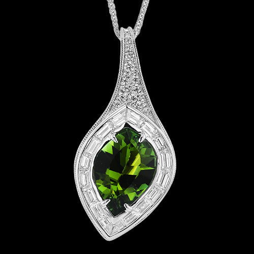 Simon G. Color Pendant 18k Gold (White) 4.23 ct Tourmaline 1.7 ct Diamond