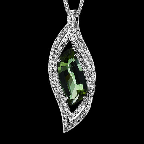 Simon G. Color Pendant 18k Gold (White) 3.27 ct Tourmaline 0.58 ct Diamond