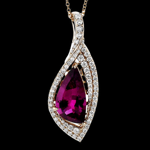 Simon G. Color Pendant 18k Gold (Rose) 2.6 ct Rubellite 0.5 ct Diamond