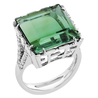 Simon G Fashion Green Tourmaline Ring In 18K Gold With Diamonds (White)