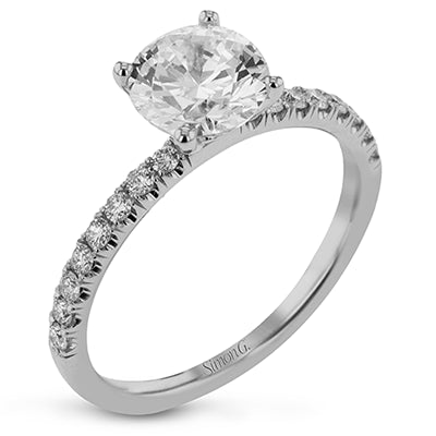 Simon G. Straight 18k White Gold Round Cut Engagement Ring