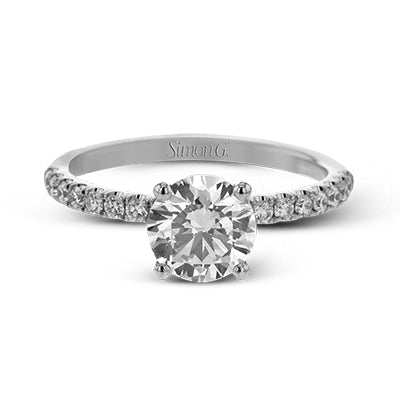 Simon G. Straight 18k White Gold Round Cut Engagement Ring