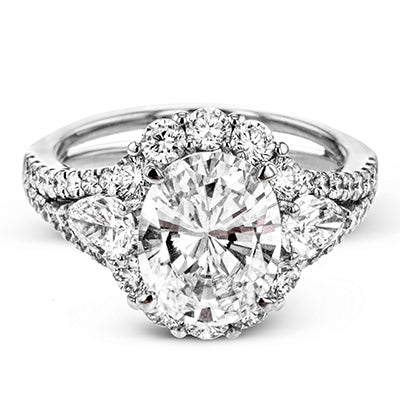Simon G. 1.01 ctw Halo 18k White Gold Oval Cut Engagement Ring