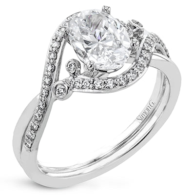 Simon G. Criss Cross 18k White Gold Oval Cut Engagement Ring