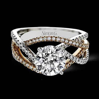 Simon G. 0.52 ctw Criss Cross 18k Two Tone Gold Round Cut Engagement Ring