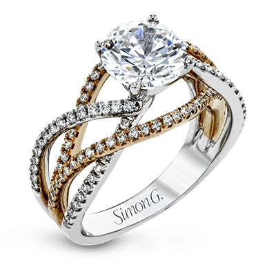 Simon G Bridal Round-Cut Criss-Cross Engagement Ring In 18K Gold With Diamonds (White,Rose)