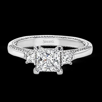 Simon G. Bridal Set 18k White Gold Princess Cut Engagement Ring