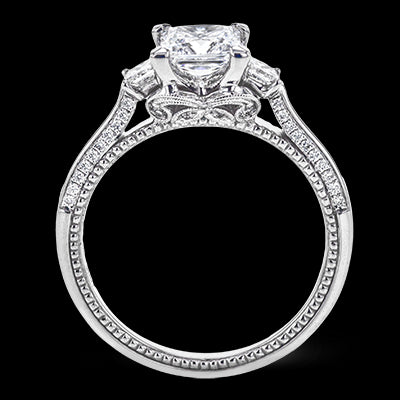 Simon G. Bridal Set 18k White Gold Princess Cut Engagement Ring