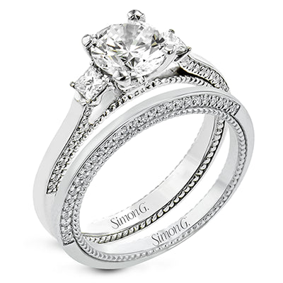 Simon G. Bridal Set 18k White Gold Princess Cut Engagement Ring