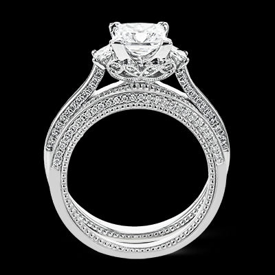 Simon G. Bridal Set 18k White Gold Princess Cut Engagement Ring