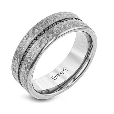 Simon G Men Ring 18k Gold Gray Band (Gray) 0.6 ct Diamond