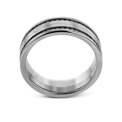 Simon G Men Ring 14k Gold Gray Band (Gray) 1.2 ct Diamond