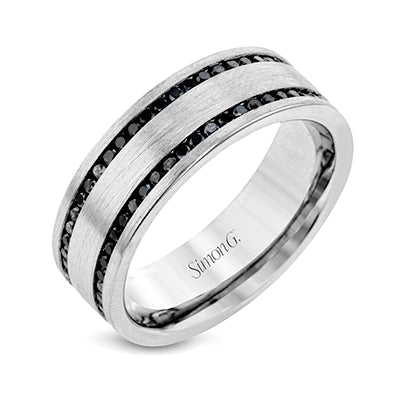 Simon G Men Ring 14k Gold Gray Band (Gray) 1.2 ct Diamond