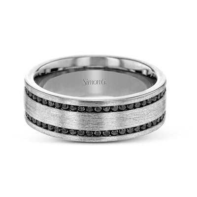 Simon G Men Ring 18k Gold Gray Band (Gray) 1.2 ct Diamond