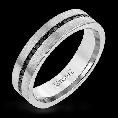 Simon G Men Ring 18k Gold (Black, White) 0.58 ct Diamond