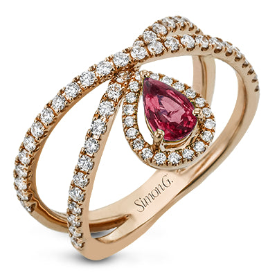 Simon G Fashion Tempera Color Ring In 18K Gold With Diamonds (White)