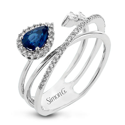 Simon G Fashion Tempera Color Gemstone Ring In 18K Gold With Diamonds (White)