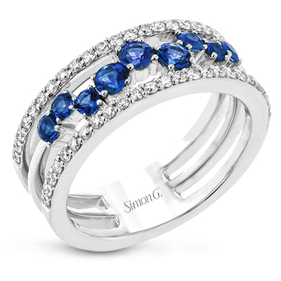 Simon G Fashion Tempera Color Gemstone Ring In 18K Gold With Diamonds (White)