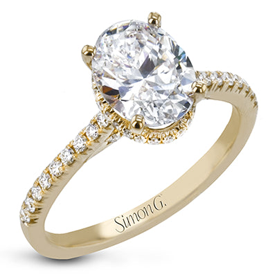 Simon G Bridal Oval-Cut Hidden Halo Engagement Ring In 18K Gold With Diamonds (Yellow)