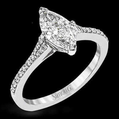Simon G. 0.16 ctw Straight 18k White Gold Marquise Cut Engagement Ring