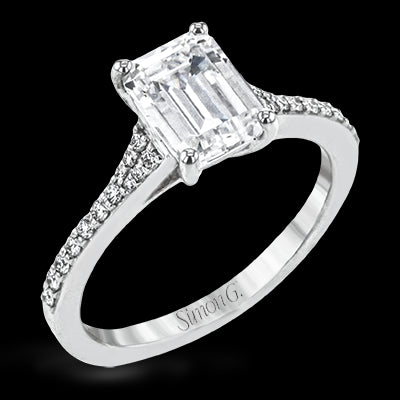Simon G. 0.16 ctw Straight 18k White Gold Emerald Cut Engagement Ring