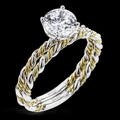 Simon G. Bridal Set 18k Two Tone Gold Round Cut Engagement Ring
