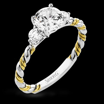 Simon G. Bridal Set 18k Two Tone Gold Round Cut Engagement Ring