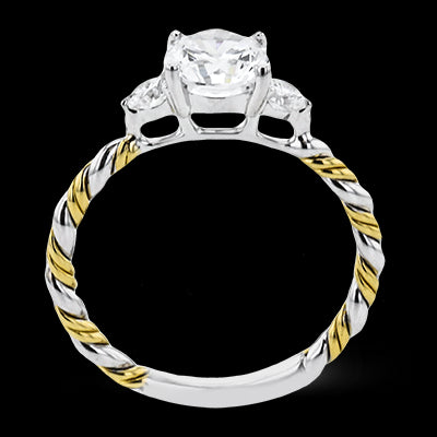 Simon G. Bridal Set 18k Two Tone Gold Round Cut Engagement Ring