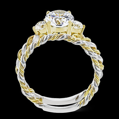 Simon G. 0.24 ctw Bridal Set 18k Two Tone Gold Round Cut Engagement Ring